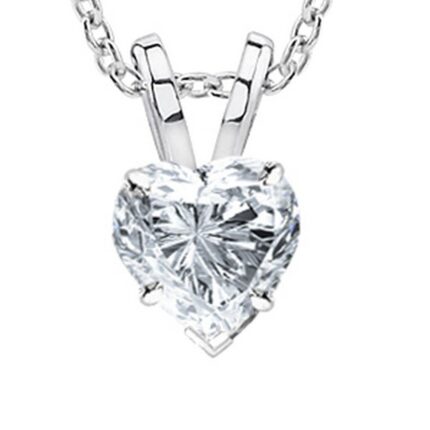 9 Carat 10K White Gold IGI Certified LAB-GROWN Heart Cut Diamond Pendant Necklace 4 Prong Ultra Premium Collection (E-F Color, VS1-VS2 Clarity Ideal Cut) 18" Gold Chain