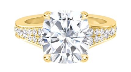 Houston Diamond District Cushion Diamond Engagement Ring (AAAA Heirloom Quality) 10K Yellow Gold 1.25 Carat Natural Size: 8