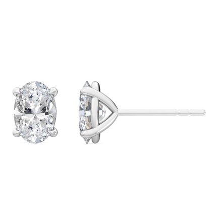 1 Carat (ctw) Platinum Oval Cut LAB GROWN Diamond Solitaire Designer Push Back Earrings (Color E-F Clarity VS2-SI1)