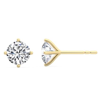 1 Carat (ctw) 14K Yellow Gold Round Cut LAB GROWN Diamond Solitaire Earrings Color E-F Clarity VS2-SI1