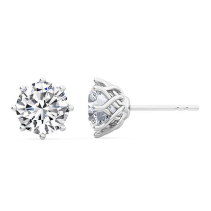 Classic 1.5 Carat (ctw) Platinum Round Cut LAB GROWN Diamond Eight Prong Stud Earrings (Color E-F Clarity VS2-SI1)