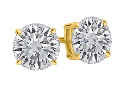 1 3/4 Carat 14K Yellow Gold IGI Certified LAB-GROWN Round Diamond Earrings 4 Prong Push Back Luxury Collection (D-E Color, VS1-VS2 Clarity)
