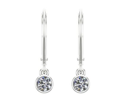 Houston Diamond District 1 Carat 14K White Gold IGI Certified LAB-GROWN Round Diamond Earrings Bezel Set Lever Back Premium Collection (H-I Color, VS1-VS2 Clarity)