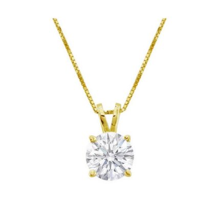 5 Carat 14K Yellow Gold IGI Certified LAB-GROWN Round Cut 4 Prong Diamond Pendant Necklace for Women Luxury Collection (D-E Color, VS1-VS2 Clarity) + 16" Silver Chain