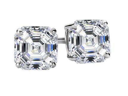 2 Carat 14K White Gold IGI Certified LAB-GROWN Asscher Cut Diamond Earrings 4 Prong Push Back Ultra Premium Collection (E-F Color, SI1-SI2 Clarity)