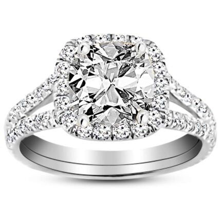 Houston Diamond District - Platinum 3.75 Carat LAB GROWN IGI CERTIFIED DIAMOND Split Shank Cushion Cut Diamond Engagement Ring (E-F Color VS2-SI1 Clarity3 Ct Center) | 10 6 4