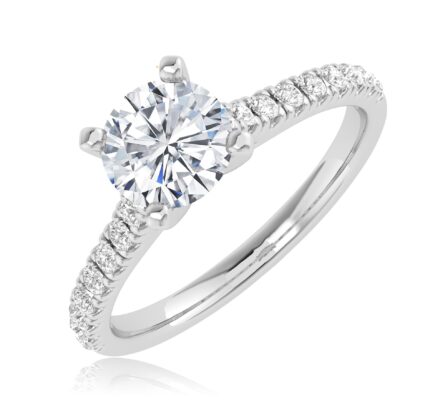 5.5 Carat t.w. LAB GROWN Round Cut Diamond Prong Set Solitaire Diamond Engagement Ring Band in Platinum (E-F Color VS1-VS2 Clarity)