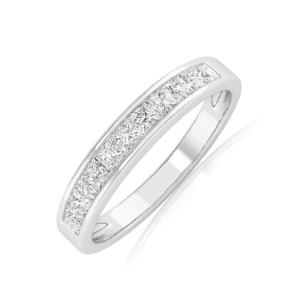 1 Carat t.w. LAB GROWN Princess Cut Channel Set Women's Diamond Wedding Band Ring in 14K White Gold (E-F Color VS1-VS2 Clarity)