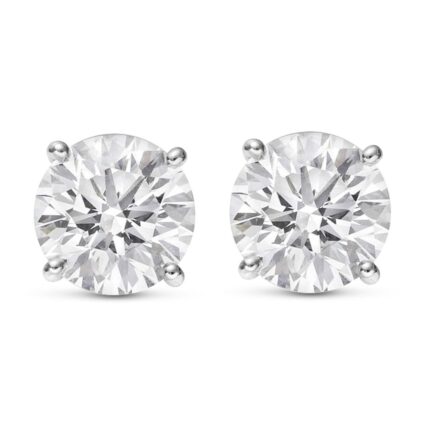 3 Carat 14K White Gold IGI Certified LAB-GROWN Round Cut Diamond Earrings 4 Prong Push Back Ultra Premium Collection (H-I Color, VS1-VS2 Clarity)