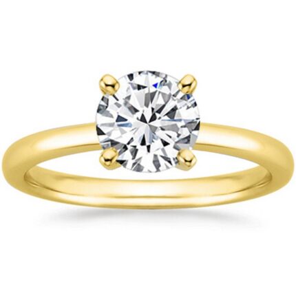 10 Carat 14K Yellow Gold Carat Lab Grown 4 Prong Solitaire Round Cut IGI CERTIFIED Diamond Engagement Ring (E-F Color VS2-SI1 Clarity)