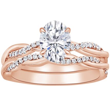 5 Carat Oval LAB GROWN Gemstone and LAB GROWN Diamond Wedding Bridal Set (4.5ct Center, AAAA Heirloom Quality) RISV23W7DI 14K Rose Gold