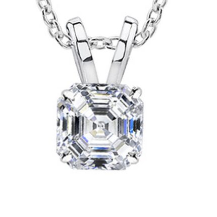 9 Carat 10K White Gold IGI Certified LAB-GROWN Asscher Cut Diamond Pendant Necklace 4 Prong Ultra Premium Collection (E-F Color, VS1-VS2 Clarity Ideal Cut) 18" Gold Chain