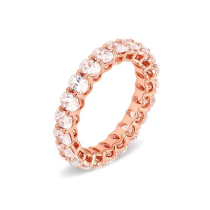 1.5 Carat (ctw) 10K Rose Gold Oval Cut LAB GROWN Diamond Eternity Band (Color D-E Clarity VS1-VS2) SJR53960-W