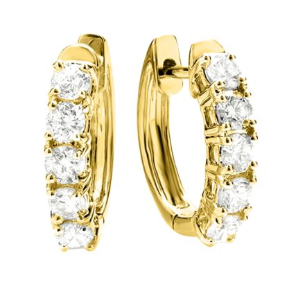 3.00 Carat (ctw) 10K Yellow Gold Round White Diamond Ladies Huggies Hoop Earrings 3 CT - Luxury Collection