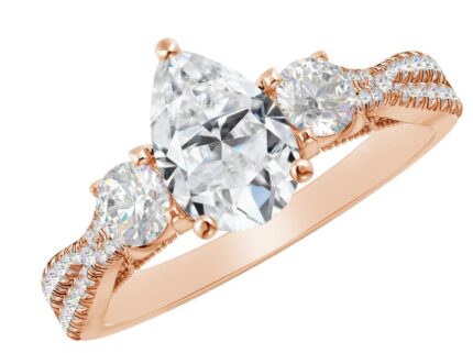 2 Carat Pear LAB GROWN Diamond and LAB GROWN Diamond Engagement Ring (1.5ct Center, AAAA Heirloom Quality) RIPS23W8AM 14K Rose Gold