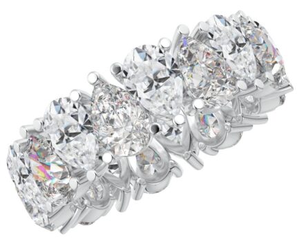 2 Carat Pear LAB GROWN Gemstone and LAB GROWN Diamond Wedding Band (1.5ct Center, AAAA Heirloom Quality) RIPS53W8DI 14K White Gold