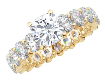 3 Carat Oval LAB GROWN Gemstone and LAB GROWN Diamond Wedding Bridal Set (2.5ct Center, AAAA Heirloom Quality) RIPS65W7DI 14K Yellow Gold