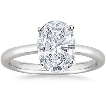 Houston Diamond District 0.5 to 10 Carat Lab Grown Solitaire Oval Cut IGI CERTIFIED Diamond Engagement Ring Wedding Ring for Women (E-F Color VS1-VS2 Clarity) Platinum 1.75 Carat Size-8.5