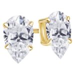 Houston Diamond District 0.5 to 12 Carat IGI Certified LAB GROWN Diamond Stud Earrings for women 4 Prong Push Back (E/F Color VS2/SI1 CLARITY) 14K Yellow Gold 6 Carat Pear Diamond Earrings