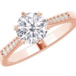 2.5 Carat Round LAB GROWN Gemstone and LAB GROWN Diamond Engagement Ring (2.0ct Center, AAAA Heirloom Quality) RIPS7W9DI 14K Rose Gold