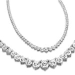 Houston Diamond District 3 to 50 Carat LAB GROWN 17" Straight and Graduating Diamond Tennis Riviera Necklace (D-E Color, VS1-VS2 Clarity) 3 Prong Round Cut Sterling Silver 30 Carat Graduating Necklace