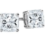 Houston Diamond District 0.5 to 10 Carat IGI Certified LAB GROWN Princess Cut Diamond Stud Earrings for Women 4 Prong Screw Back (E-F Color, VS2-SI1 Clarity) Platinum 1.5 Carat