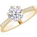 2.5 Carat Round LAB GROWN Gemstone and LAB GROWN Diamond Engagement Ring (2.0ct Center, AAAA Heirloom Quality) RIPS7W9DI 14K Yellow Gold