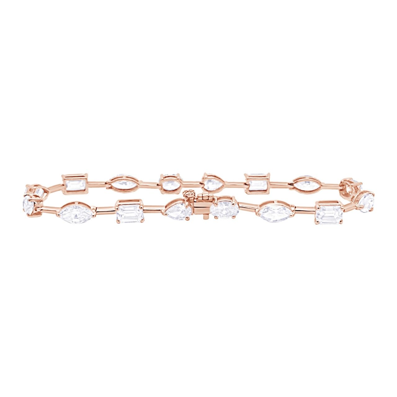 41fzu9S1M4L Houston Diamond District 2 to 28 Carat Lab Grown Diamond Classic Tennis Bracelet 4-Prong Setting for Women (E-F Color, VS2-SI1 Clarity) 14K Rose Gold 2 Carat Mixed Shape - Image 1