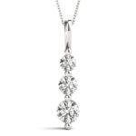 Houston Diamond District 0.25-5 Carat Classic Snowman 3 Stone LAB-Grown Diamond Pendant Necklace Basic Collection (H-I Color VS1-VS2 Clarity) Platinum 16" Gold Chain 5 Carat