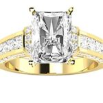 Houston Diamond District LAB GROWN Diamond Contemporary Channel Set Princess And Pave Round Cut Radiant Cut Diamond Engagement Ring (E-F Color VS1-VS2 Clarity) 14K Yellow Gold 1 Carat Size-7