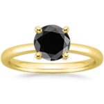 Houston Diamond District 0.5 to 10 Carat 14K Yellow Gold Round Black Diamond Ring (AAA Quality) 2 Carat Size: 9