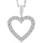 Houston Diamond District 0.5 to 5 Carat Classic Heart Diamond Pendant Necklace for Women Value Collection Platinum 5 Carat Lab Grown Diamond 20" Silver Chain