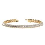 Houston Diamond District 2 to 28 Carat Lab Grown Diamond Classic Tennis Bracelet 4-Prong Setting for Women (E-F Color, VS2-SI1 Clarity) 14K Yellow Gold 2 Carat Emerald Shape