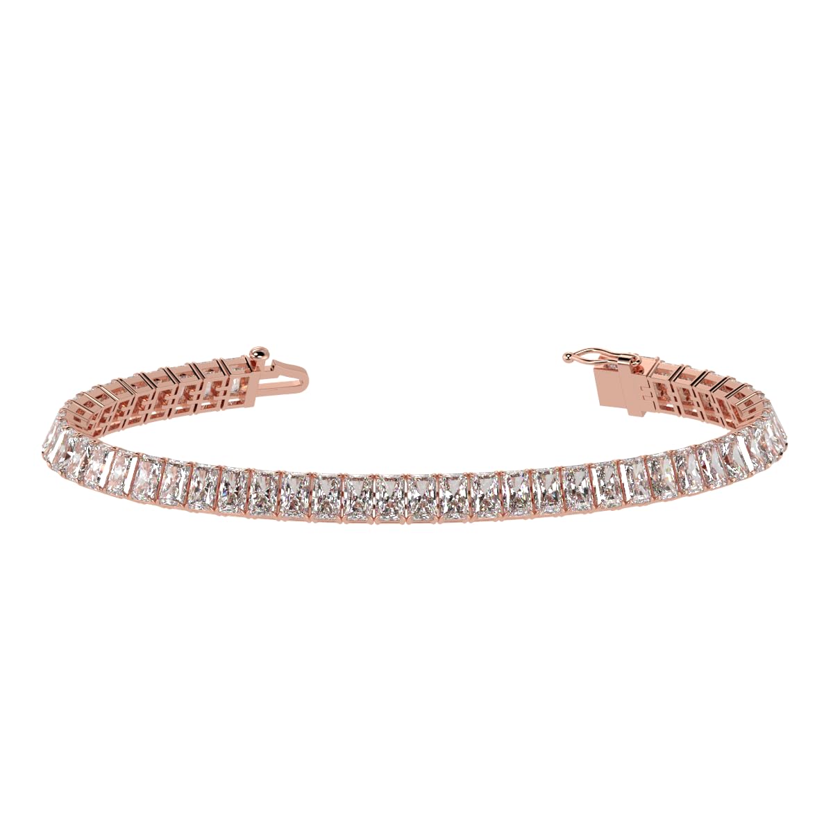 518CoCMFPnL Houston Diamond District 2 to 28 Carat Lab Grown Diamond Classic Tennis Bracelet 4-Prong Setting for Women (E-F Color, VS2-SI1 Clarity) 14K Rose Gold 15 Carat Radiant Shape - Image 1