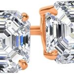 Houston Diamond District 0.5 to 6 Carat IGI Certified LAB-GROWN Diamond Earrings 4 Prong Screw Back Luxury Collection (D-E COLOR, VS1-VS2 CLARITY) 14K Rose Gold 1.75 Carat Asscher Shape