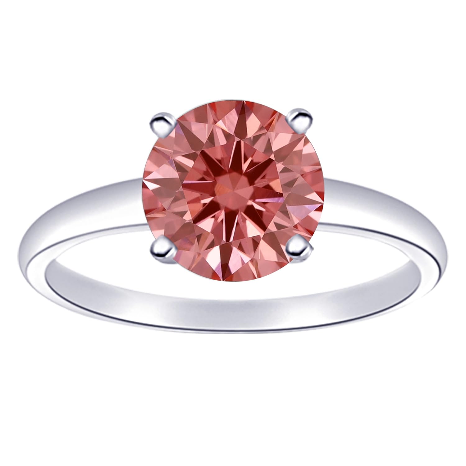 51HuOpu8SnL Houston Diamond District 0.5 to 10 Carat Solitaire Round Shape Diamond Engagement Ring (AAA Quality) Pink Labgrown Diamond 2 Carat Size: 8.5 - Image 1