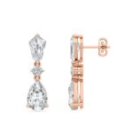 1 Carat (ctw) 14K Rose Gold Kite, Pear and Round Cut LAB GROWN Diamond Drop Earrings (Color E-F Clarity VS2-SI1)