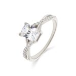 Houston Diamond District 1-5 Carat (ctw) LAB GROWN Diamond Side Stone Engagement Ring (Color E-F Clarity VS2-SI1) Platinum 1 Carat Emerald Shape