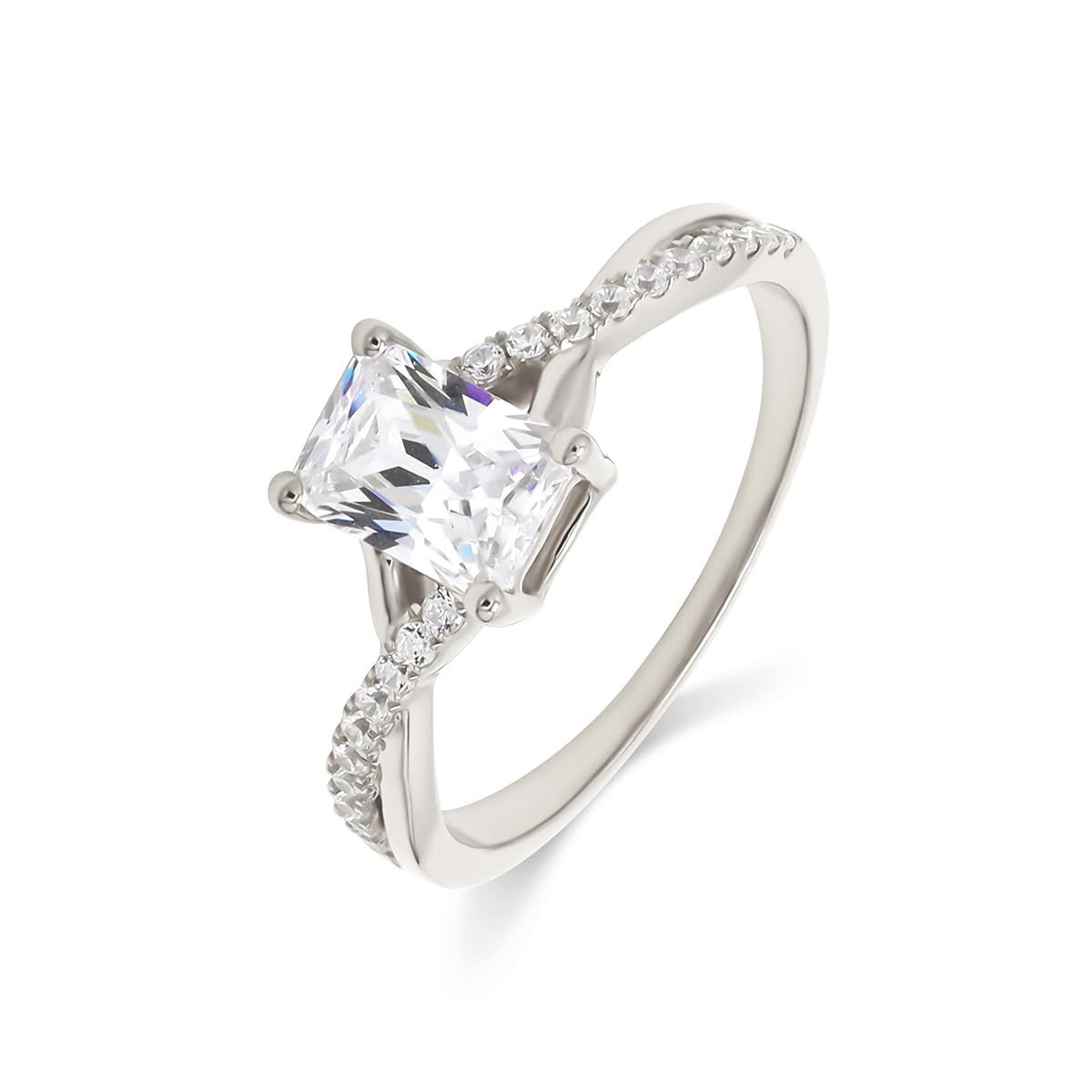 51OIGH4eYdL Houston Diamond District 1-5 Carat (ctw) LAB GROWN Diamond Side Stone Engagement Ring (Color E-F Clarity VS2-SI1) Platinum 1 Carat Emerald Shape - Image 1