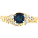 Houston Diamond District 1 to 6 Carat Cushion 14K Yellow Gold LAB GROWN Gemstone and LAB GROWN Diamond Engagement Ring (AAAA Heirloom Quality) Alexandrite Gemstone 2 Carat Size-7 1.5 Carat Center