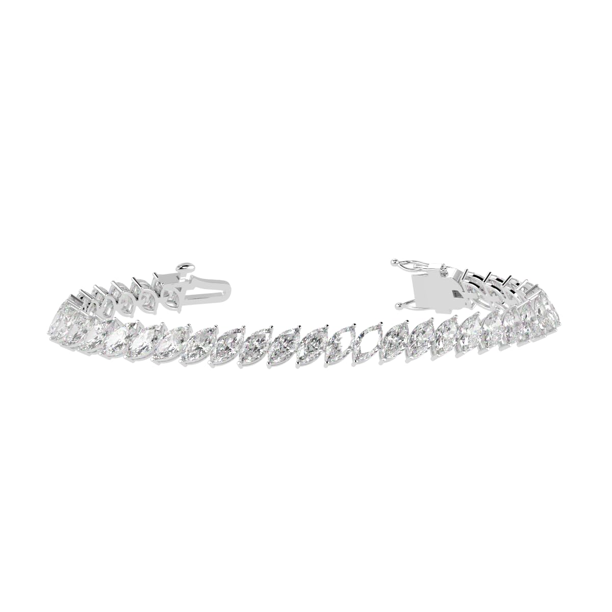 51V8qSIpwNL Houston Diamond District 2 to 28 Carat Lab Grown Diamond Classic Tennis Bracelet, 4-Prong Setting for Women (E–F Color, VS2–SI1 Clarity) 14K White Gold 10 Carat Marquise Shape - Image 1