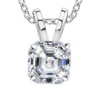 Houston Diamond District 0.38 to 5 Carat IGI Certified LAB GROWN Diamond Solitaire Pendant Necklace Jewelry for Women with 18" Gold Chain 14K Rose Gold 2 Carat Asscher Shape