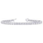 7 Carat (ctw) 14K White Gold Cut LAB GROWN Round Cut Princess Charm Diamond Tennis Bracelet (Color E-F Clarity VS2-SI1)