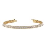 Houston Diamond District 2 to 28 Carat Lab Grown Diamond Classic Tennis Bracelet 4-Prong Setting for Women (E-F Color, VS2-SI1 Clarity) 14K Yellow Gold 2 Carat Radiant Shape