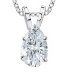 Houston Diamond District 0.38 to 5 Carat IGI Certified LAB GROWN Diamond Solitaire Pendant Necklace Jewelry for Women with 18" Gold Chain 14K White Gold 0.75 Carat Pear Shape