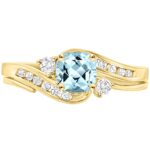 Houston Diamond District 1 to 6 Carat Cushion 14K Yellow Gold LAB GROWN Gemstone and LAB GROWN Diamond Engagement Ring (AAAA Heirloom Quality) Aquamarine Gemstone 2 Carat Size-9 1.5 Carat Center