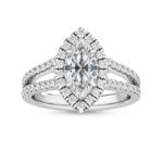 Houston Diamond District 1 to 5 Carat LAB GROWN Diamond Halo Engagement Ring (Color E-F, Clarity VS2-SI1) Marquise Shape 4 Carat Size: 6.5