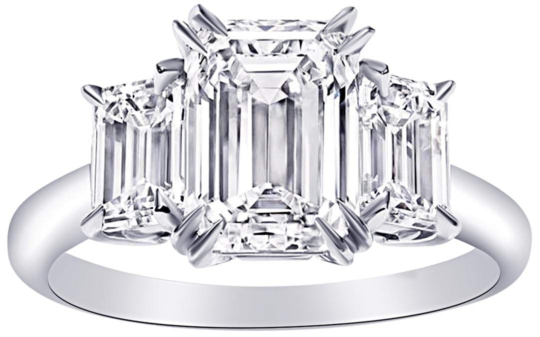 51fWJ1-7nJL Houston Diamond District 1 to 10 Carat 3 Three Stone Emerald LAB GROWN Diamond Engagement Ring (F-G Color VS1-VS2 Luxury Collection) Platinum 2.5 Carat Size-7 - Image 1