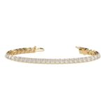 Houston Diamond District 2 to 28 Carat Lab Grown Diamond Classic Tennis Bracelet 4-Prong Setting for Women (E-F Color, VS2-SI1 Clarity) 14K Yellow Gold 2 Carat Asscher Shape