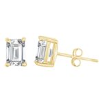 Houston Diamond District 0.5 to 12 Carat IGI Certified LAB GROWN Diamond Stud Earrings for women 4 Prong Push Back (E/F Color VS2/SI1 CLARITY) 14K Yellow Gold 2.5 Carat Emerald Diamond Earrings